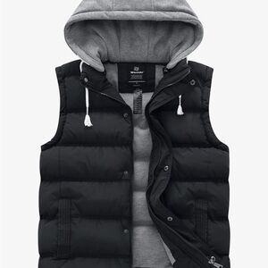 Women's Black Puffer Vest with Hood